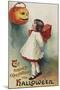 Halloween Greeting - Girl in Red and White-Lantern Press-Mounted Art Print
