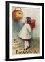 Halloween Greeting - Girl in Red and White-Lantern Press-Framed Art Print