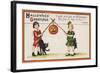 Halloween Greeting - Pumpkin on Stick-Lantern Press-Framed Art Print