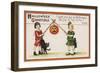 Halloween Greeting - Pumpkin on Stick-Lantern Press-Framed Art Print