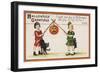 Halloween Greeting - Pumpkin on Stick-Lantern Press-Framed Art Print