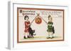 Halloween Greeting - Pumpkin on Stick-Lantern Press-Framed Art Print