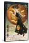 Halloween Greeting - Witch Dancing and Pumpkin-Lantern Press-Framed Stretched Canvas