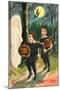 Halloween Greetings, Children with Ghost-null-Mounted Art Print