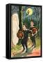 Halloween Greetings, Children with Ghost-null-Framed Stretched Canvas