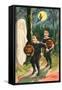 Halloween Greetings, Children with Ghost-null-Framed Stretched Canvas