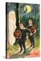 Halloween Greetings, Children with Ghost-null-Stretched Canvas