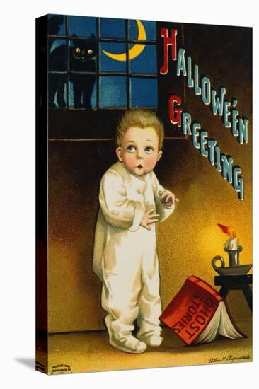 Halloween Greetings Little Boy-Vintage Apple Collection-Stretched Canvas