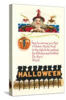 Halloween Greetings, Witch and Poem-null-Stretched Canvas