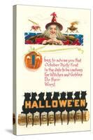 Halloween Greetings, Witch and Poem-null-Stretched Canvas