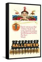 Halloween Greetings, Witch and Poem-null-Framed Stretched Canvas