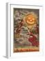 Halloween Greetings, Witches and Jack O'Lantern-null-Framed Art Print