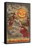 Halloween Greetings, Witches and Jack O'Lantern-null-Framed Stretched Canvas