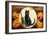 Halloween Greetings with Black Cat and Carved Pumpkins, 1909-Ellen Hattie Clapsaddle-Framed Giclee Print