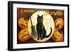 Halloween Greetings with Black Cat and Carved Pumpkins, 1909-Ellen Hattie Clapsaddle-Framed Giclee Print