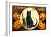 Halloween Greetings with Black Cat and Carved Pumpkins, 1909-Ellen Hattie Clapsaddle-Framed Giclee Print