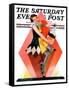 "Halloween Harlequin," Saturday Evening Post Cover, October 29, 1932-W. Wilkinson-Framed Stretched Canvas