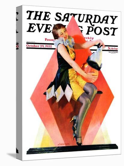 "Halloween Harlequin," Saturday Evening Post Cover, October 29, 1932-W. Wilkinson-Stretched Canvas