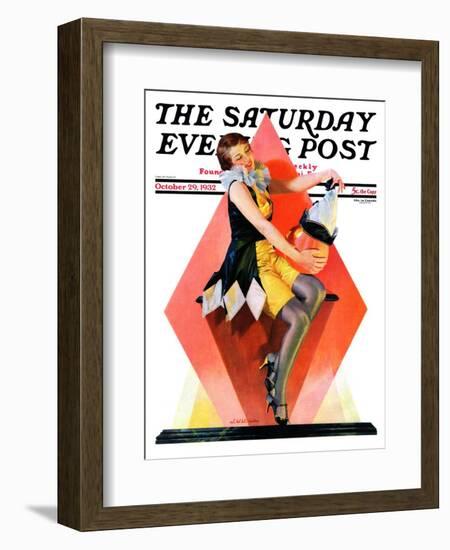 "Halloween Harlequin," Saturday Evening Post Cover, October 29, 1932-W. Wilkinson-Framed Giclee Print