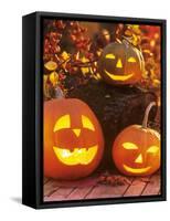 Halloween: Hollowed Out Pumpkins with Candles-Friedrich Strauss-Framed Stretched Canvas