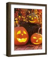 Halloween: Hollowed Out Pumpkins with Candles-Friedrich Strauss-Framed Photographic Print