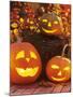 Halloween: Hollowed Out Pumpkins with Candles-Friedrich Strauss-Mounted Photographic Print