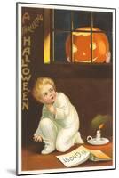 Halloween, Jack O'Lantern Looking in Window-null-Mounted Art Print