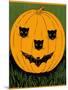 Halloween, Jack O'Lantern with Cat and Bat Cut-Outs-null-Mounted Art Print