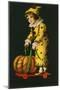 Halloween, Little Clown and Pumpkin-null-Mounted Art Print