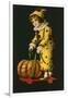 Halloween, Little Clown and Pumpkin-null-Framed Art Print