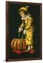 Halloween, Little Clown and Pumpkin-null-Framed Art Print