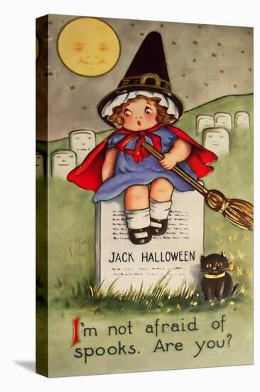 Halloween Little Girl Cemetary-Vintage Apple Collection-Stretched Canvas