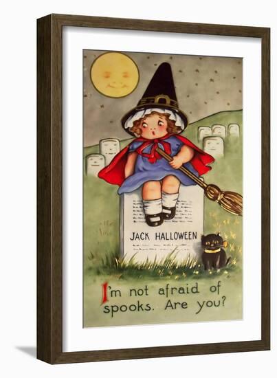 Halloween Little Girl Cemetary-Vintage Apple Collection-Framed Giclee Print