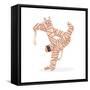 Halloween Mummy Dressed Teen Boy Dancing Break Dance. Funny Character in Bandages. Flat Hand Drawn-Svetlana Shamshurina-Framed Stretched Canvas