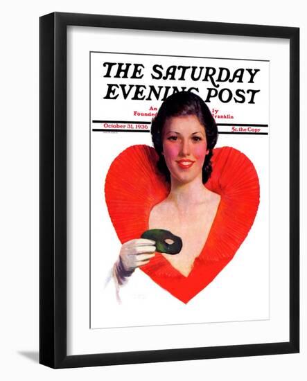 "Halloween Party-Goer," Saturday Evening Post Cover, October 31, 1936-George W. Gage-Framed Giclee Print