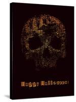 Halloween Poster with Skull. Vector Illustration.-jumpingsack-Stretched Canvas