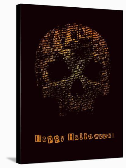 Halloween Poster with Skull. Vector Illustration.-jumpingsack-Stretched Canvas