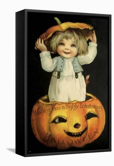 Halloween Pumpkin Head Child-Vintage Apple Collection-Framed Stretched Canvas