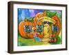 Halloween Pumpkin House-sylvia pimental-Framed Art Print