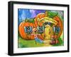 Halloween Pumpkin House-sylvia pimental-Framed Art Print