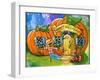 Halloween Pumpkin House-sylvia pimental-Framed Art Print