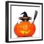 Halloween Pumpkin Witch Dog-Javier Brosch-Framed Premium Photographic Print