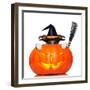 Halloween Pumpkin Witch Dog-Javier Brosch-Framed Photographic Print