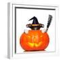 Halloween Pumpkin Witch Dog-Javier Brosch-Framed Photographic Print