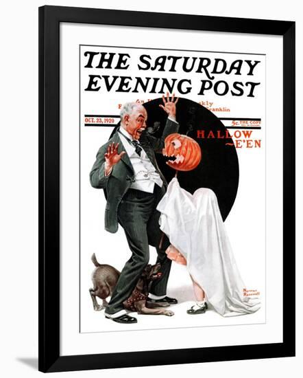 "Halloween" Saturday Evening Post Cover, October 23,1920-Norman Rockwell-Framed Premium Giclee Print