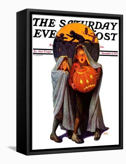 "Halloween Scare," Saturday Evening Post Cover, November 2, 1935-Frederic Stanley-Framed Stretched Canvas