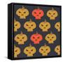 Halloween Seamless Pattern with Pumpkin. Vector Illustration.-Kirill Kalchenko-Framed Stretched Canvas