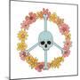 Halloween Skeleton Peace Sign Made of Hippie Groovy Bony Scull and Daisy Floral Wreath. Flower Powe-Svetlana Shamshurina-Mounted Photographic Print