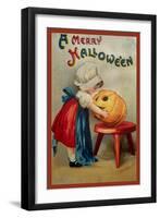 Halloween Stool Pumpkin-Vintage Apple Collection-Framed Giclee Print