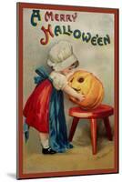 Halloween Stool Pumpkin-Vintage Apple Collection-Mounted Giclee Print